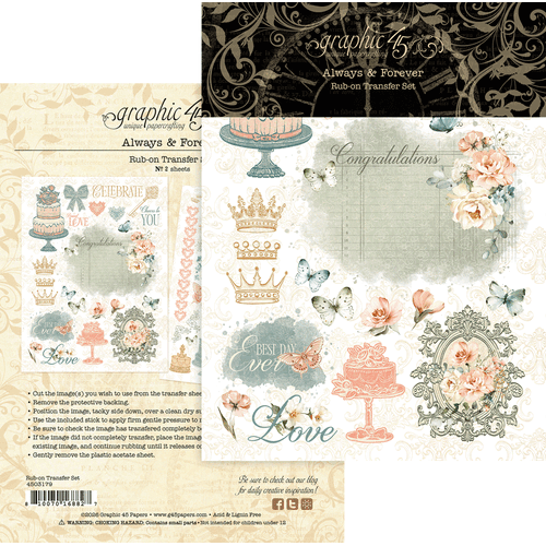 Graphic 45 - Always & Forever - Rub-On Transfers