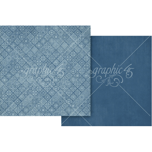 Graphic 45 - Scenic Route - Ultramarine Blue Patterm & Solid Sheet