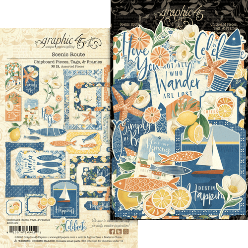 Graphic 45 - Scenic Route - Chipboard Tags & Frames