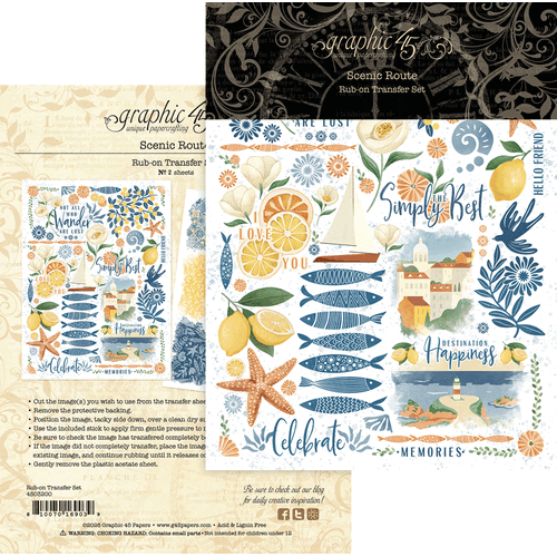 Graphic 45 - Scenic Route - Rub-On Transfers