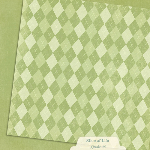 Graphic 45 - Slice of Life - Green Apple Pattern & Solid Sheet