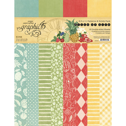 Graphic 45 - Slice of Life - 8.5x11 Patterns & Solids Pack