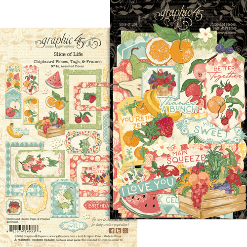 Graphic 45 - Slice of Life - Chipboard Tags & Frames