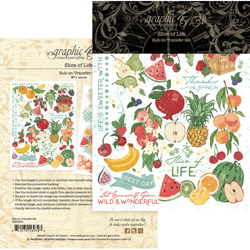 Graphic 45 - Slice of Life - Rub-On Transfers