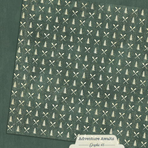 Graphic 45 - Adventure Awaits - Evergreen Pattern & Solid Sheet