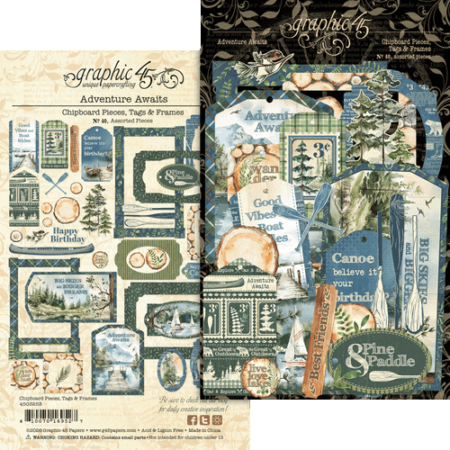 Graphic 45 - Adventure Awaits - Chipboard Tags & Frames