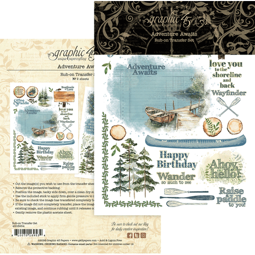 Graphic 45 -Adventure Awaits - Rub-On Transfers