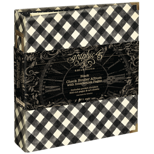 Graphic 45 -Check Binder Album with Interactive Pages — Black