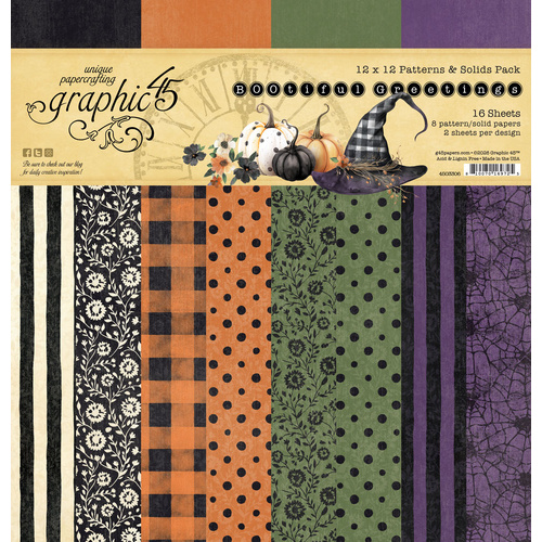 Graphic 45 - Bootiful Greetings - 12×12 Patterns & Solids Pack