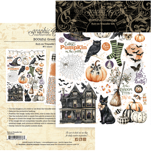 Graphic 45 - Bootiful Greetings - Rub-On Transfers