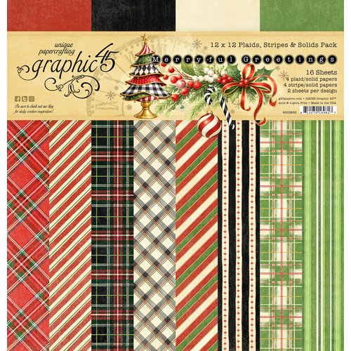 Graphic 45 - Merry-ful  Greetings - 12×12 Patterns & Solids Pack