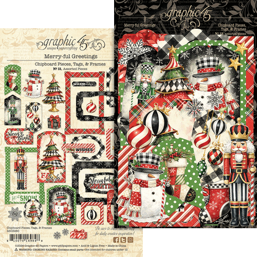 Graphic 45 - Merry-ful Greetings - Chipboard Tags & Frames