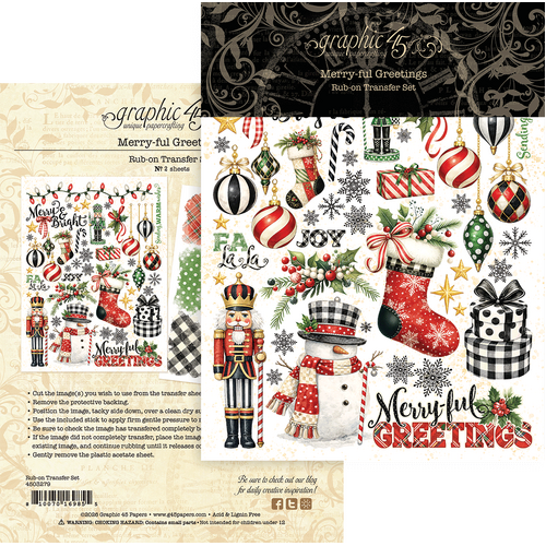 Graphic 45 - Merry-ful Greetings - Rub-On Transfers