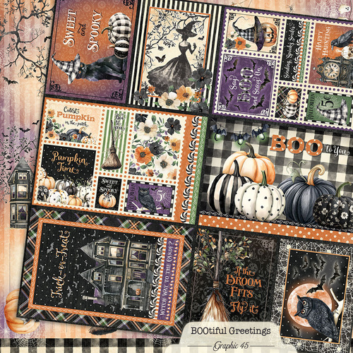 Graphic 45 - Bootiful Greetings - Journaling Cut-apart