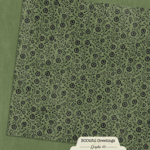 Graphic 45 - Bootiful Greetings - Gothic Green Patter & Solid Sheet