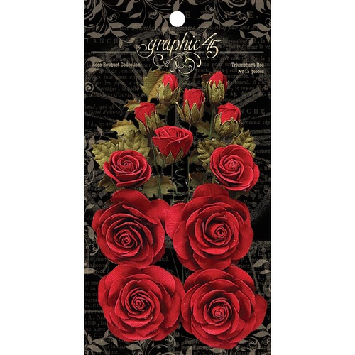 Graphic 45 - Staples - Rose Bouquet - Triumphant Red  Flowers
