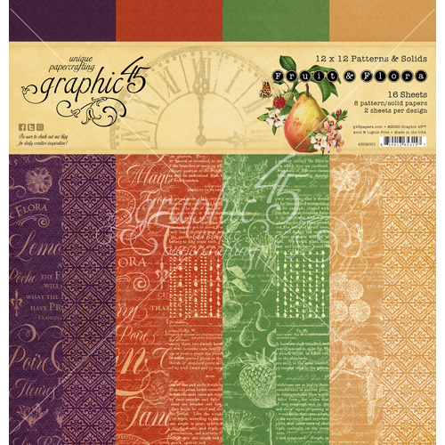 **Graphic 45 - Fruit & Flora - 12x12 Patterns & Solids