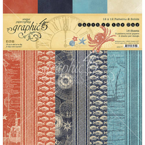 **Graphic 45 - Catch of the Day - 12x12 Patterns & Solids