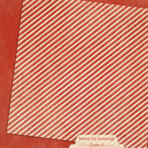 Graphic 45 - Merry-ful Greetings - Candy Cane Red Pattern & Solid Sheet