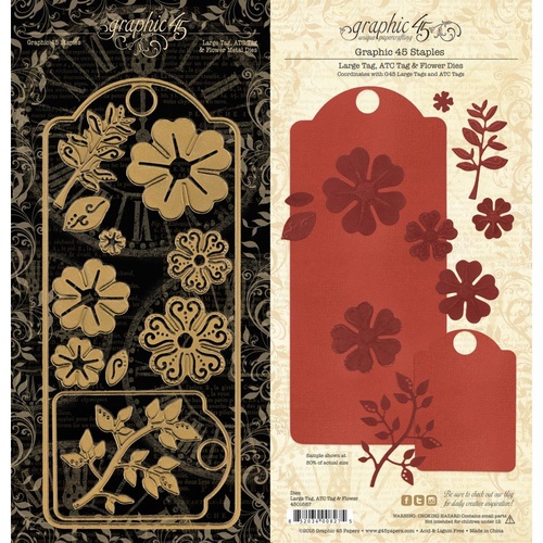 Graphic 45 - Staples - Large Tag , ATC Tag & Flower Metal Dies