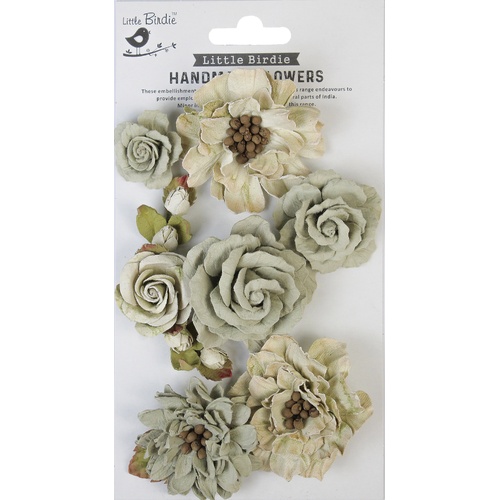 Little Birdie - Lolita Paper Flowers 7/Pkg - Earthy Moss