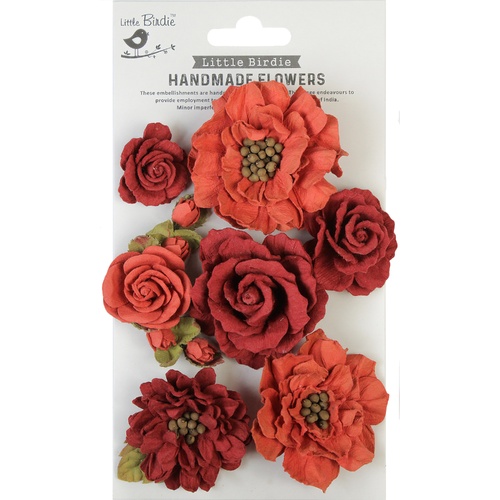 Little Birdie - Lolita Paper Flowers 7/Pkg - Scarlet Blend