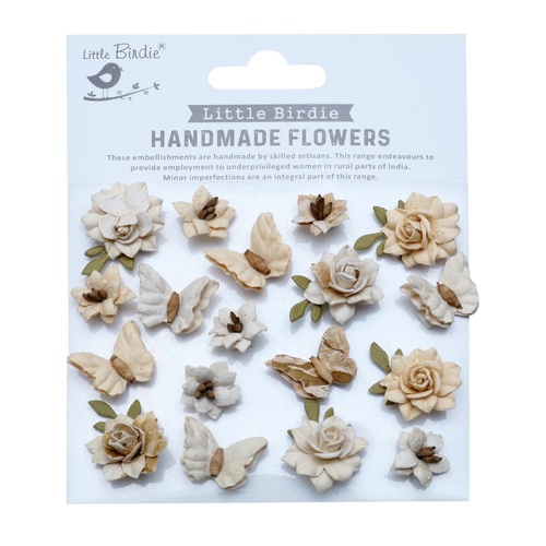 Little Birdie - Cloria Paper Flowers 18/Pkg - Ivory Pearl