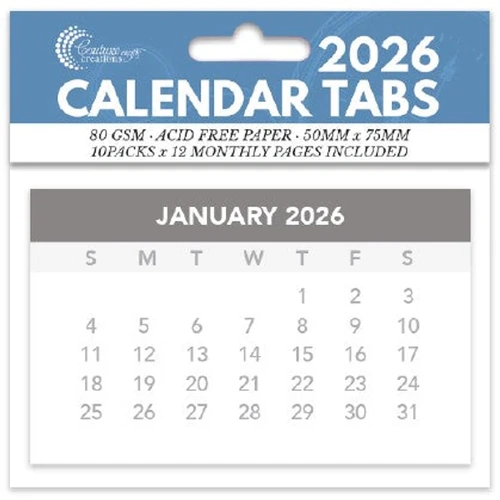Couture Creations - 2026 Calendar Tabs - 10 Pads X 12 Months