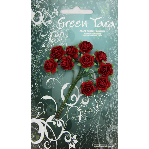 Green Tara - 1.5cm Roses - Red