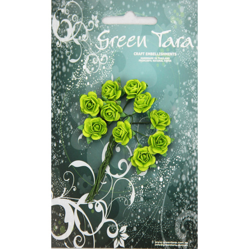 Green Tara - 1.5cm Roses - Lime Green