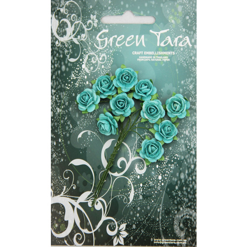 1.5cm Roses - Turquoise