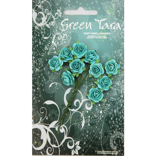 Green Tara - 1.5cm Roses - Turquoise