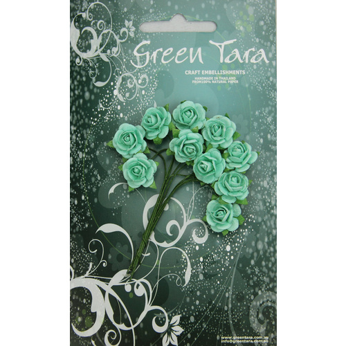 1.5cm Roses - Aqua