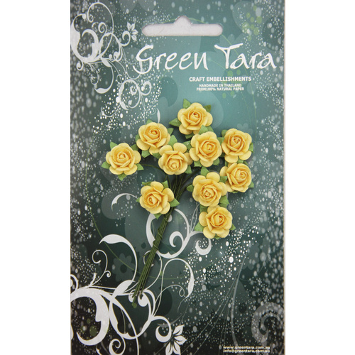 Green Tara - 1.5cm Roses - Pale Yellow