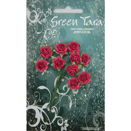 Green Tara - 1.5cm Roses - Hot Pink