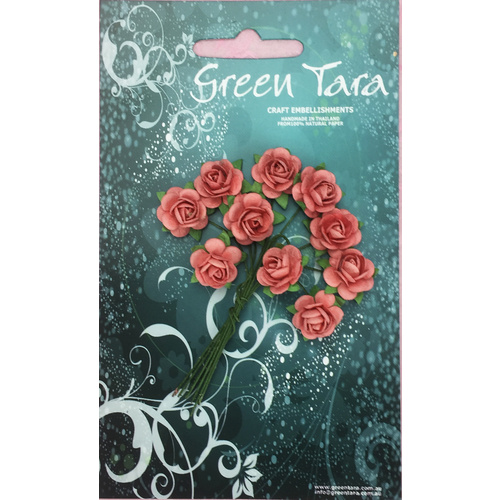 1.5cm Roses - Coral