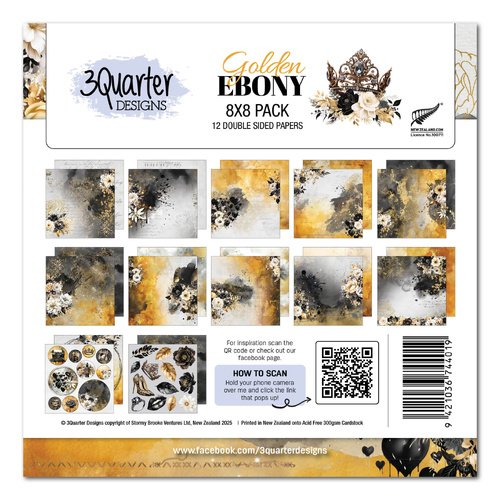 3Quarter Designs - Golden Ebony - 8x8 Pack