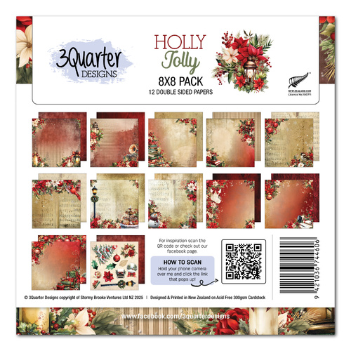 3Quarter Designs - Holly Jolly - 8x8 Pack