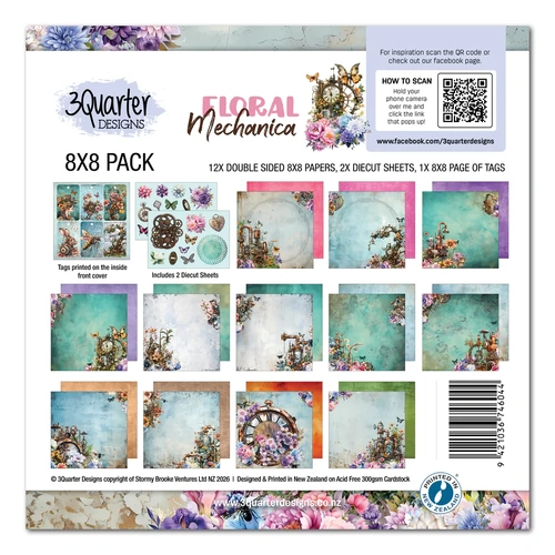 3Quarter Designs - Floral Mechanica - 8x8 Pack