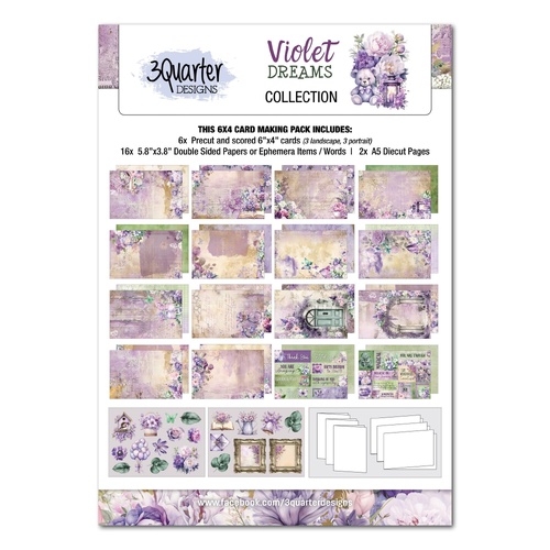 3Quarter Designs - Violet Dreams - 6x4 Card Pack