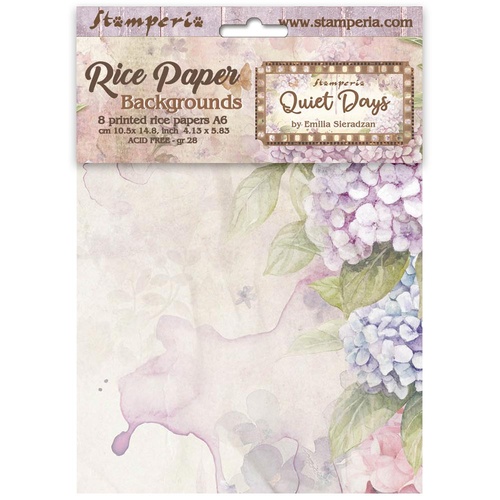 Stamperia - Quiet Days - Selection 8 Rice paper A6 backgrounds