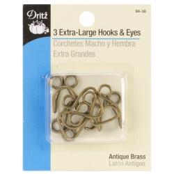 Dritz - Extra-Large Hooks & Eyes - Antique Brass