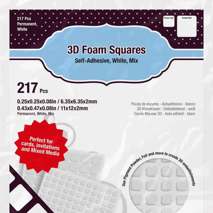 3D Foam Squares Variety Pack - White