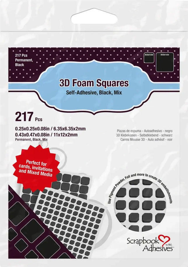 3D Foam Squares Variety Pack - Black