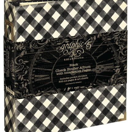 Graphic 45 - Check Binder Album with Interactive Pages — Black