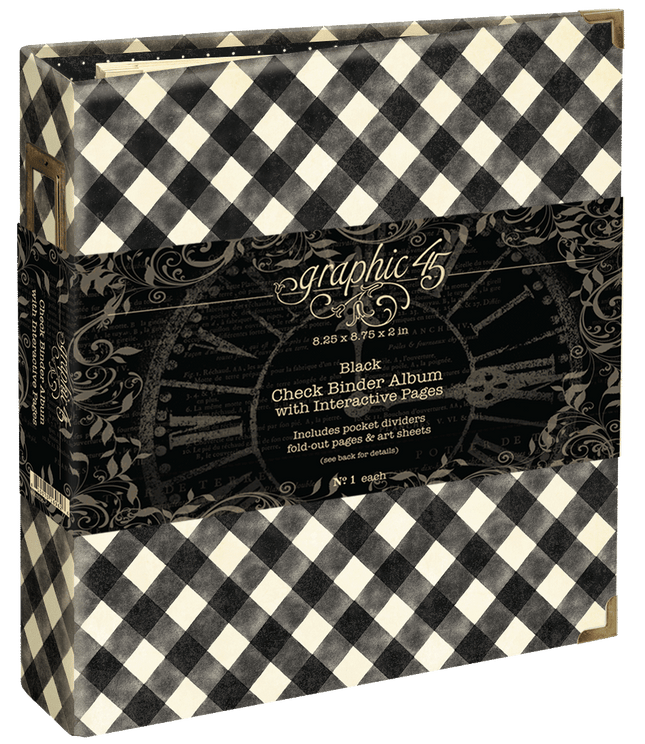 Graphic 45 - Check Binder Album with Interactive Pages — Black