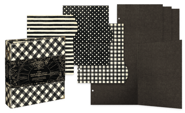 Graphic 45 - Check Binder Album with Interactive Pages — Black