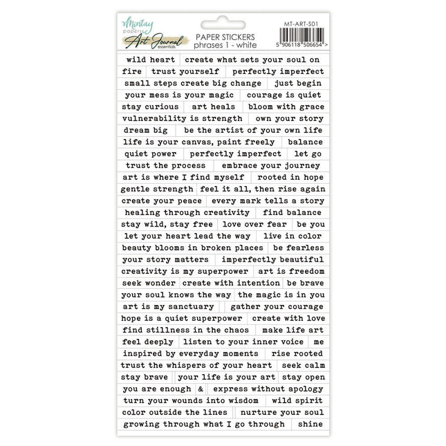 Mintay - Art Journal Paper Stickers - Phrases 1 - White