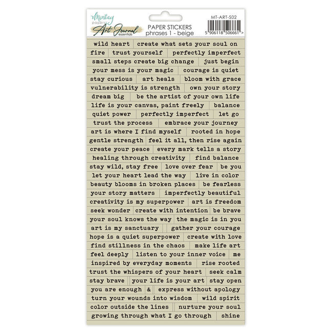 Mintay - Art Journal Paper Stickers - Phrases 1 - Beige