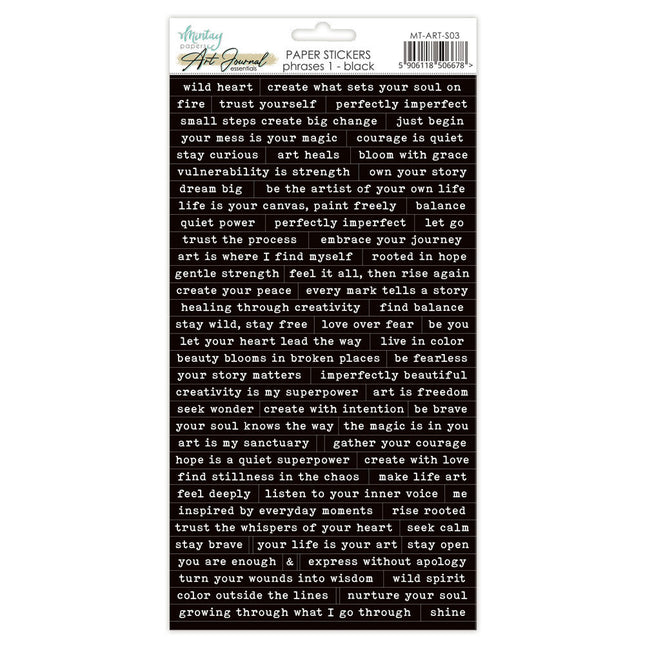 Mintay - Art Journal Paper Stickers - Phrases 1 - Black